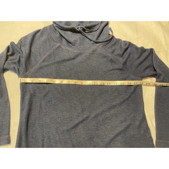 T by Talbots Sz M Heathered Blue Cowl Neck Long Sleeve Sweatshirt Casual Womens - Picture 7 of 9